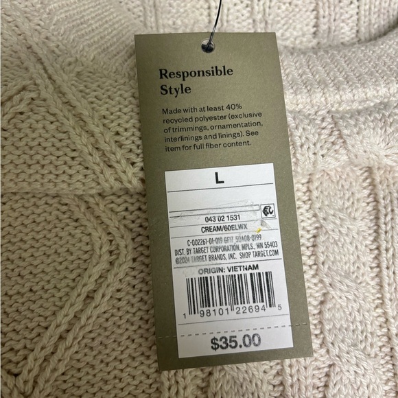 Cream Colored Goodfellow & Co Sweater - Picture 5 of 6